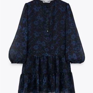 Zara Dark Blue Floral Mini Dress